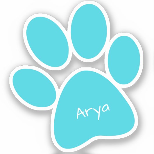 Aqua Paw Print Custom Cut Vinyl Sticker (Vorderseite)