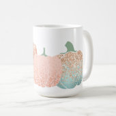 AQUA & PEACH GLITZER SEHEN AUTUMN PUMPKINS KAFFEETASSE (VorderseiteRechts)