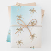 Aqua Peach Gold Tropical Palm Tree Geschenkpapier Set (Beispiel)