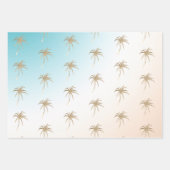 Aqua Peach Gold Tropical Palm Tree Geschenkpapier Set (Vorderseite)