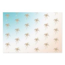 Aqua Peach Gold Tropical Palm Tree