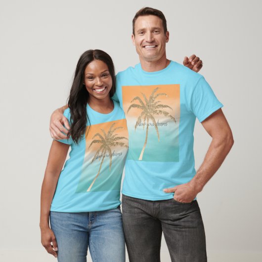 Aqua Peach Gold Tropical Palm Tree Ombre    T-Shirt (Unisex)