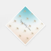 Aqua Peach Gold Tropical Palm Tree Serviette (Ecke)