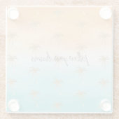 Aqua Peach Gold Tropical Palm Trees Ombre Glasuntersetzer (Rückseite)