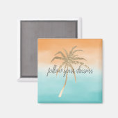 Aqua Peach Gold Tropical Palm Trees Ombre Magnet (Vorderseite/Rückseite)