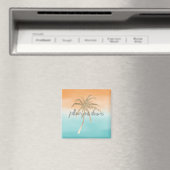 Aqua Peach Gold Tropical Palm Trees Ombre Magnet (In Situ (Geschirrspüler))