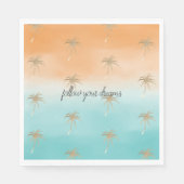 Aqua Peach Gold Tropical Palm Trees Ombre Serviette (Vorderseite)