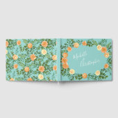 Aqua Peach Wedding Floral Rose Gästebuch (Voll)