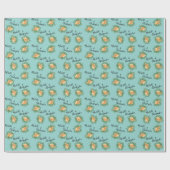 Aqua Peach Wedding Floral Rose Geschenkpapier (Flach)