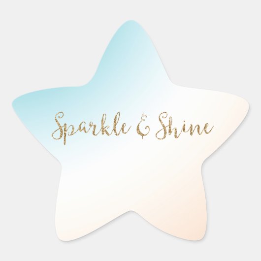 Aqua Peach White Ombre Gold Glitzer Sparkle Stern-Aufkleber (Vorderseite)