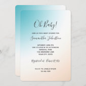 Aqua Peach White Ombre Kinderdusche Einladung (Vorne/Hinten)