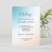 Aqua Peach White Ombre Kinderdusche Einladung (Stehend Vorderseite)