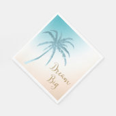 Aqua Peach White Palm Tree Gold Dream Serviette (Ecke)