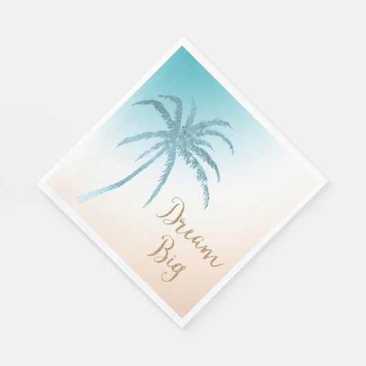 Aqua Peach White Palm Tree Gold Dream Serviette (Ecke)