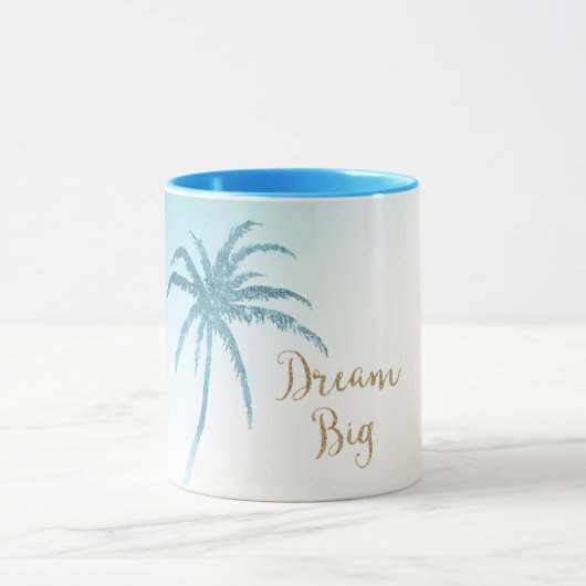 Aqua Peach White Palm Tree Gold Dream Tasse (Zentrum)