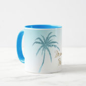 Aqua Peach White Palm Tree Gold Dream Tasse (Vorderseite Links)