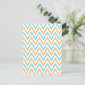 Aqua-peach, Zickzack Zigzag Postkarte (Stehend Vorderseite)