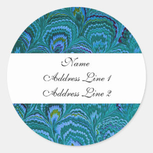 Aqua Peacock Address Labels Runder Aufkleber