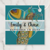 Aqua Peacock Colors Feathers Wedding Geschenkanhänger (Rückseite)