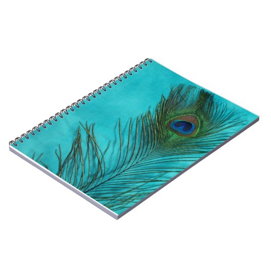 Aqua Peacock Feather Notizblock (Linke Seite)