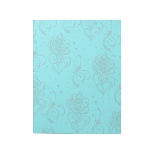 Aqua Peacock Feathers Notizblock (Rotiert)
