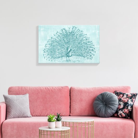 Aqua Peacock Leinwanddruck (Insitu (Wohnzimmer))