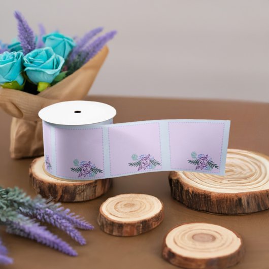 Aqua Peacock und Rose Satinband