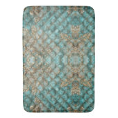 Aqua Pearlescent & Gold Mermaid Scale Pattern Badematte (Vorderseite Vertikal)