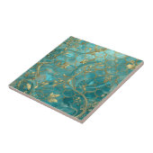 Aqua Pearlescent & Gold Mermaid Scale Pattern Fliese (Seite)