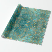 Aqua Pearlescent & Gold Mermaid Scale Pattern Geschenkpapier (Ungerollt)