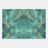 Aqua Pearlescent & Gold Mermaid Scale Pattern  Geschenkpapier Set (Vorderseite)