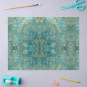Aqua Pearlescent & Gold Mermaid Scale Pattern  Seidenpapier (Basteln)