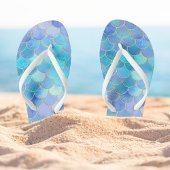 Aqua Pearlescent & Gold Mermaid Scanner Muster Badesandalen