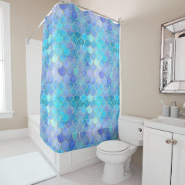 Aqua Pearlescent & Gold Mermaid Scanner Muster Duschvorhang