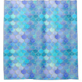 Aqua Pearlescent & Gold Mermaid Scanner Muster Duschvorhang (Vorderseite)