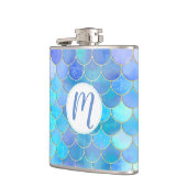 Aqua Pearlescent & Gold Mermaid Scanner Muster Flachmann (Links)