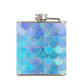 Aqua Pearlescent & Gold Mermaid Scanner Muster Flachmann (Rückseite)