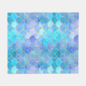 Aqua Pearlescent & Gold Mermaid Scanner Muster Fleecedecke (Vorderseite (Horizontal))