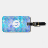 Aqua Pearlescent & Gold Mermaid Scanner Muster Gepäckanhänger (Vorderseite horizontal)