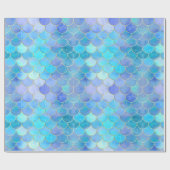 Aqua Pearlescent & Gold Mermaid Scanner Muster Geschenkpapier (Flach)
