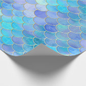 Aqua Pearlescent & Gold Mermaid Scanner Muster Geschenkpapier (Ecke)