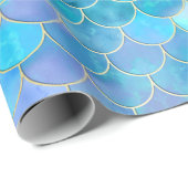 Aqua Pearlescent & Gold Mermaid Scanner Muster Geschenkpapier (Rolleneckpunkt)