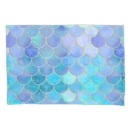 Aqua Pearlescent & Gold Mermaid Scanner Muster Kissenbezug