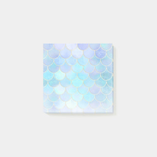 Aqua Pearlescent & Gold Mermaid Scanner Muster Post-it Klebezettel