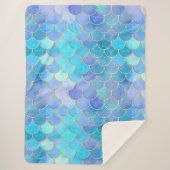 Aqua Pearlescent & Gold Mermaid Scanner Muster Sherpadecke (Vorderseite)