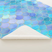 Aqua Pearlescent & Gold Mermaid Scanner Muster Sherpadecke (3/4)