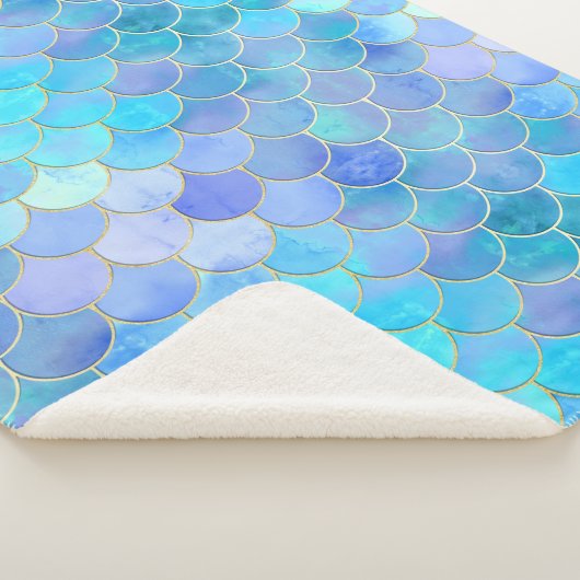 Aqua Pearlescent & Gold Mermaid Scanner Muster Sherpadecke (3/4)