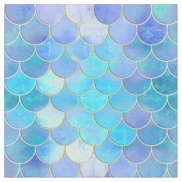 Aqua Pearlescent & Gold Mermaid Scanner Muster Stoff