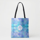 Aqua Pearlescent & Gold Mermaid Scanner Muster Tasche (Vorderseite)