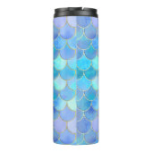 Aqua Pearlescent & Gold Mermaid Scanner Muster Thermosbecher (Rückseite)